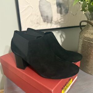 Vaneli Black Ankle Booties Black Suede